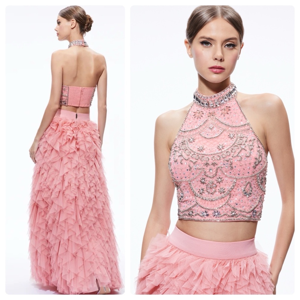 ALICE + OLIVIA Gatz Embellished High Neck Top
